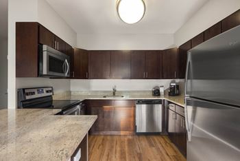 Amazing kitchens with modern appliances at 15 Bank Apartments, New York